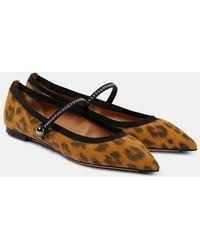 Aquazzura - Romy Leopard-Print Suede Ballet Flats - Lyst