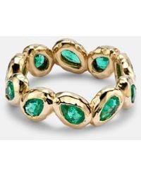 Octavia Elizabeth - Nesting Gem 18Kt Eternity Ring With Emeralds - Lyst