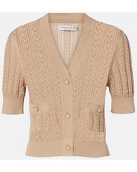 Alessandra Rich - Pointelle Cotton And Cashmere Cardigan - Lyst