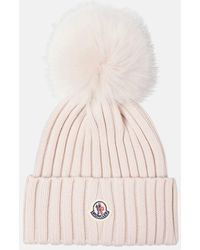 Moncler - Muetze Aus Wolle Mit Faux Fur - Lyst