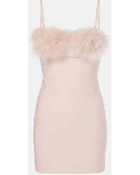 Blumarine - Feather-Trimmed Jersey Minidress - Lyst