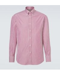 Brunello Cucinelli - Striped Cotton Poplin Shirt - Lyst