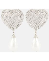 Alessandra Rich - Embellished Faux Pearl Clip-on Earrings - Lyst