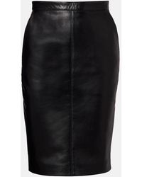 Saint Laurent - Jupe Crayon A Taille Haute En Cuir - Lyst