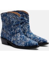 Ganni - Low Shaft Embroidered Jacquard Cowboy Boots - Lyst