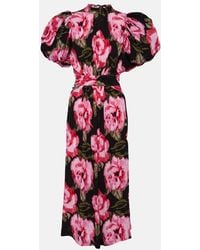ROTATE BIRGER CHRISTENSEN - Floral-print Puff-sleeve Woven Maxi Dress - Lyst