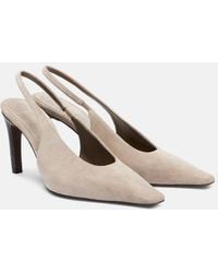 Brunello Cucinelli - 80 Monili Suede Slingback Pumps - Lyst
