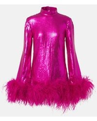 ‎Taller Marmo - Gina Sequined Feather-Trimmed Minidress - Lyst
