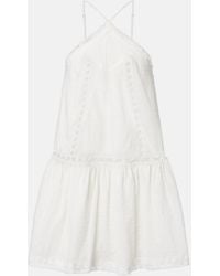 Poupette - Nora Lace-Trimmed Halterneck Cotton Minidress - Lyst