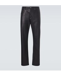 Versace - Leather Straight Pants - Lyst