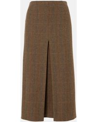 Loro Piana - Checked Wool And Cashmere Midi Skirt - Lyst