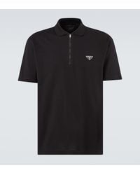 Prada - Re-Nylon-Trimmed Cotton Pique Polo Shirt - Lyst