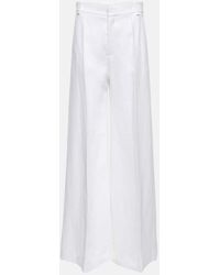 Chloé - High-rise Linen And Cotton Wide Pants - Lyst