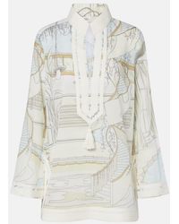 Tory Burch - Printed Cotton Voile Tunic - Lyst