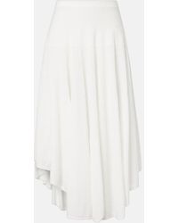 Alaïa - Semi-Sheer Asymmetric Cotton Crepe Skirt - Lyst