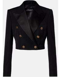 Dolce & Gabbana - Cropped Wool And Silk-Blend Jacket - Lyst