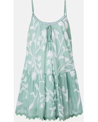 Juliet Dunn - Floral Scalloped Cotton Minidress - Lyst