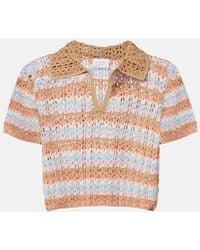 Anna Kosturova - Crochet Striped Cotton Polo Shirt - Lyst