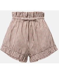 Posse - Callie Gingham Cotton Shorts - Lyst