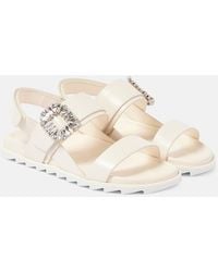 Roger Vivier - Slidy Viv' Embellished Leather Sandals - Lyst