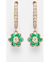 Anita Ko - Pendientes Flora De Oro De 18 Ct Con Diamantes Y Esmeraldas - Lyst