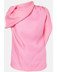 Dries Van Noten - Draped Silk Satin Top - Lyst