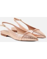 Malone Souliers - Jama Embossed Leather Slingback Flats - Lyst