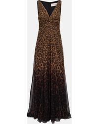 Valentino - Robe longue en soie a motif leopard - Lyst