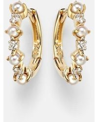 Mateo - 14Kt Earrings With Diamonds And Pearls - Lyst