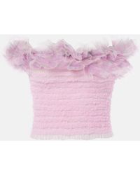 SUSAN FANG - Shirred Off-Shoulder Tulle Top - Lyst
