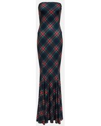 Norma Kamali - Strapless Fishtail Checked Gown - Lyst