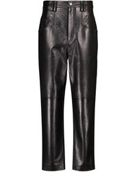 Damen Bekleidung Hosen und Chinos Hose mit gerader Passform Isabel Marant Leder High-Rise-Hose Dipadelac aus Leder in Schwarz 