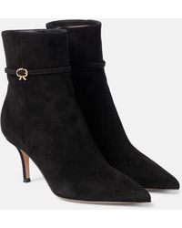 Gianvito Rossi - Ribbon Ville Suede Ankle Boots - Lyst