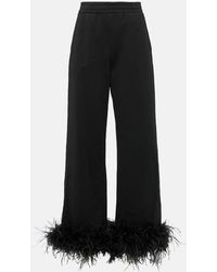 Prada - Hose Aus Baumwolle Mit Federn - Lyst