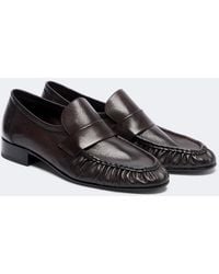 The Row - Soft Ruched Leather Loafers - Lyst