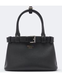 Prada - Buckle Small Leather Top-Handle Bag - Lyst