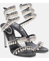 Rene Caovilla - 105 Embellished Satin Sandals - Lyst