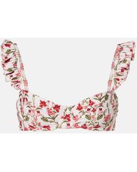 Agua Bendita - Top Bikini Kiwi Con Stampa Floreale - Lyst