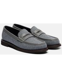 Brunello Cucinelli - Monili Leather-Trimmed Loafers - Lyst