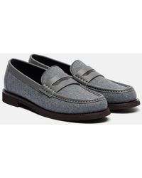 Brunello Cucinelli - Monili Leather-Trimmed Loafers - Lyst