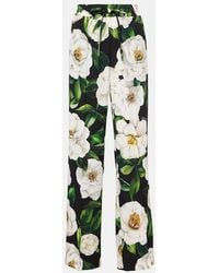 Dolce & Gabbana - Silk Pants With Floral Pattern - Lyst