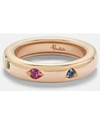 Pomellato - Iconica Extra Slim 18Kt Rose Ring With Gemstones - Lyst