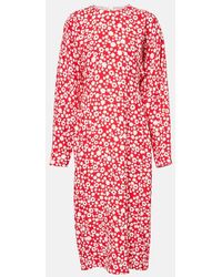 Marni - Floral-Print Midi Dress - Lyst
