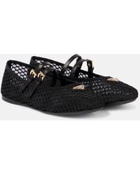 Prada - Elegant Mesh Ballerina With Triangle Logo - Lyst
