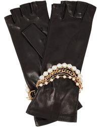 Dolce & Gabbana Verzierte Handschuhe aus Nappaleder - Schwarz