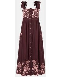 Juliet Dunn - Embroidered Cotton Midi Dress - Lyst