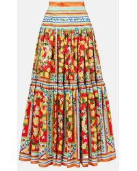 Dolce & Gabbana - Taormina Printed Cotton Maxi Skirt - Lyst