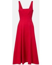 STAUD - Wells Cotton Poplin Midi Dress - Lyst