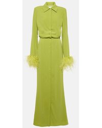 Roland Mouret - Feather-Trimmed Crepe Satin Shirt Dress - Lyst
