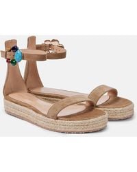 Gianvito Rossi - Embellished Suede Espadrille Sandals - Lyst